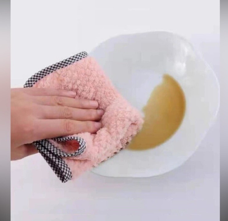 5pcs Plain Cleaning Rag, Pink Polyester Cleaning Cloth, For Kitchen