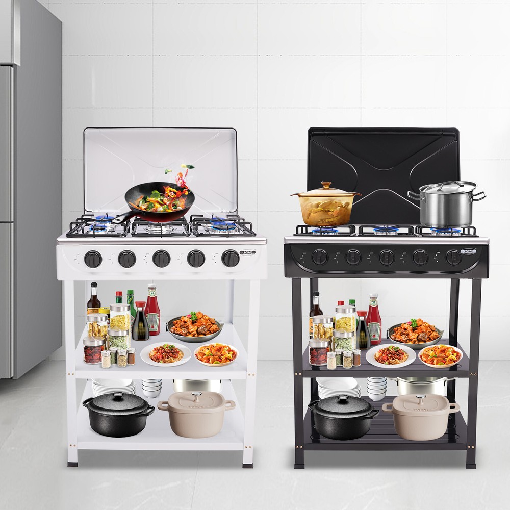 Propane Gas Stove with 5 High-Efficiency Burners, Independent Control Knobs,