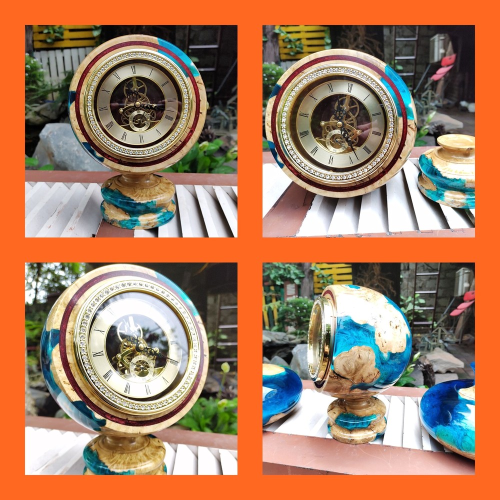 Decorative Handmade  Epoxy Clock high quality ,epoxy mantel clock,decor clocks