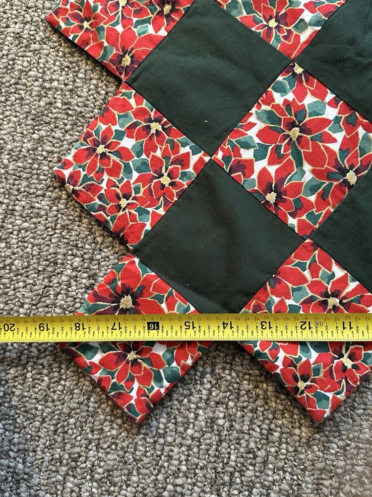 Poinsettia Quilted Table Runner with Same pattern table Topper