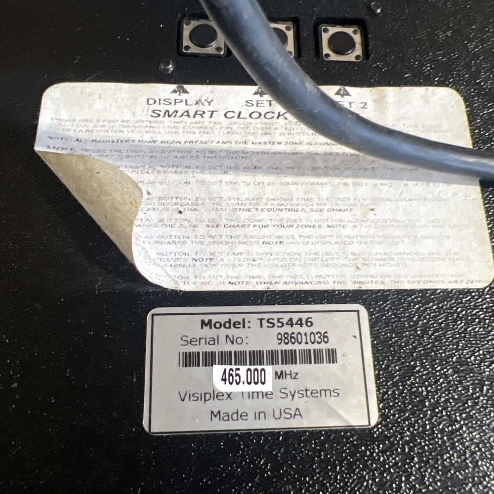Visiplex TS5446 - Wireless Synchronized Digital Clock Used Surplus