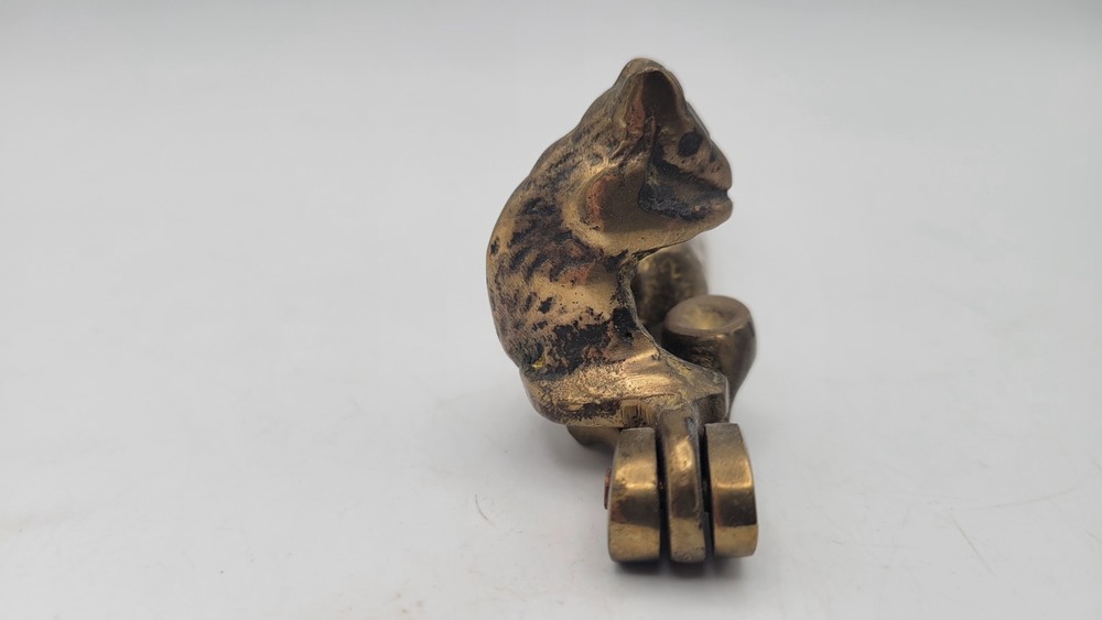 Vintage 5" SQUIRREL Golden SOLID BRASS Nut Cracker OLD