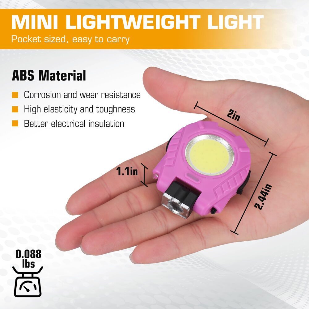 EverBrite Rechargeable Magnetic COB Keychain Work Light 6 Mode Flashlight 2 Pack