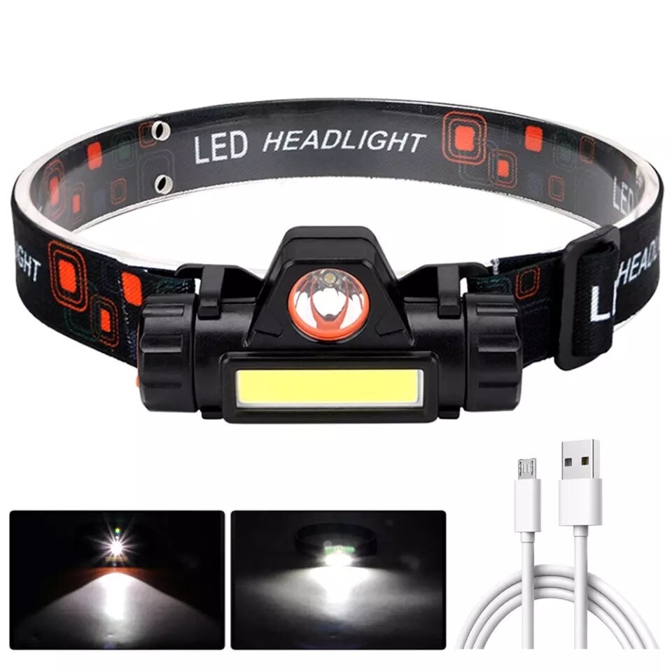 USB Rechargeable Waterproof LED Headlamp Headlight Head Light Flashlight 2 Modes