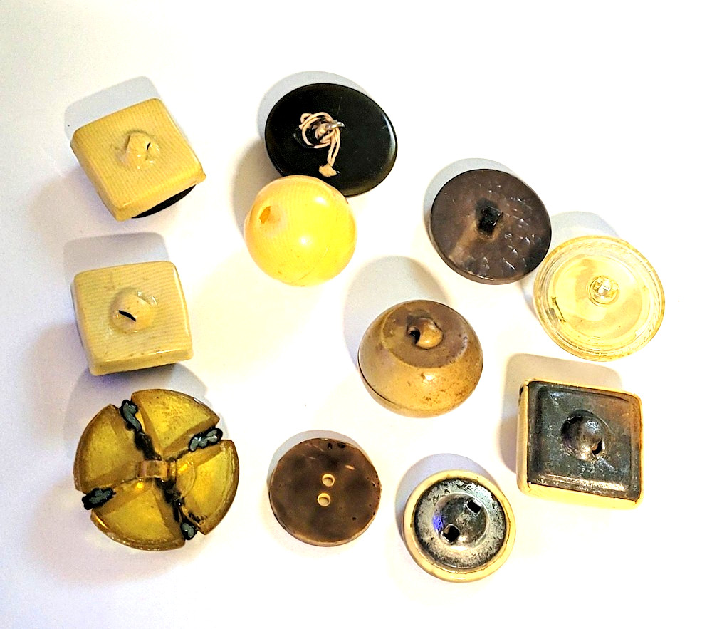 Vintage Assorted Plastic Buttons Largest with Metal X Pattern is 1 3/8th"