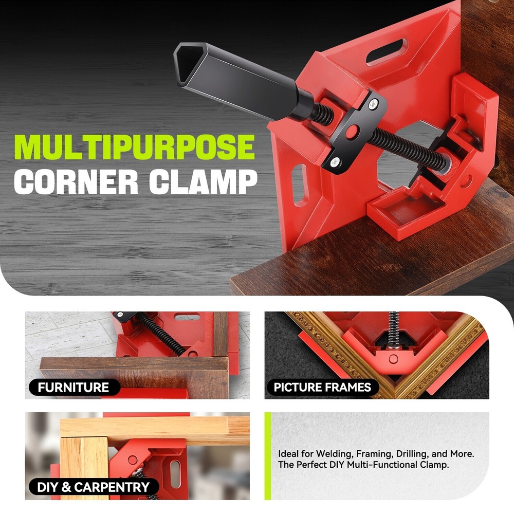 90 Degree Qiuck-Release Corner Clamp Tools w/ Rotating Handle & Swing Jaws 2PCS