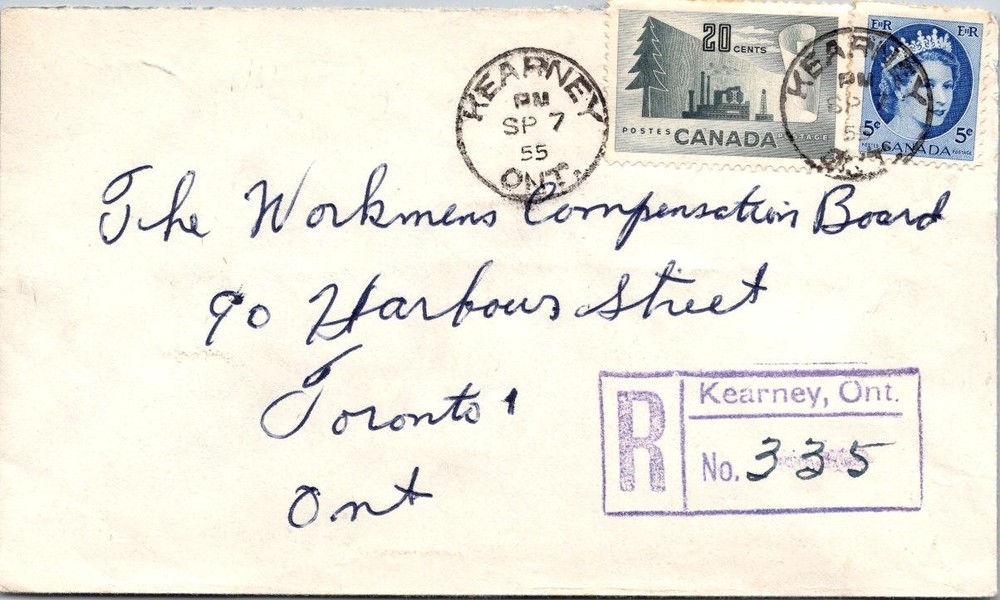 Canada 1955 Registered Mail - Kearney Ont - A02230