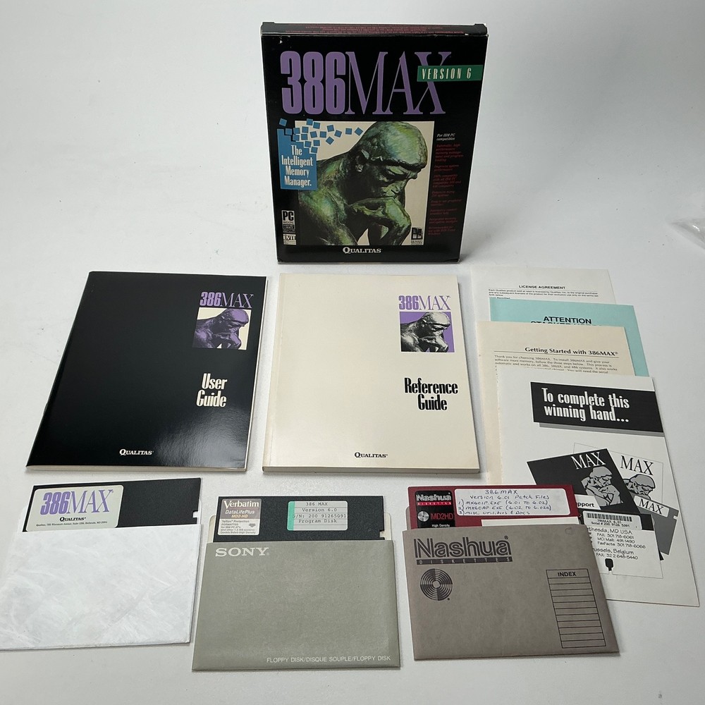 386 Max Version 6 for IBM PC Vintage Memory Management Computer Software 1991