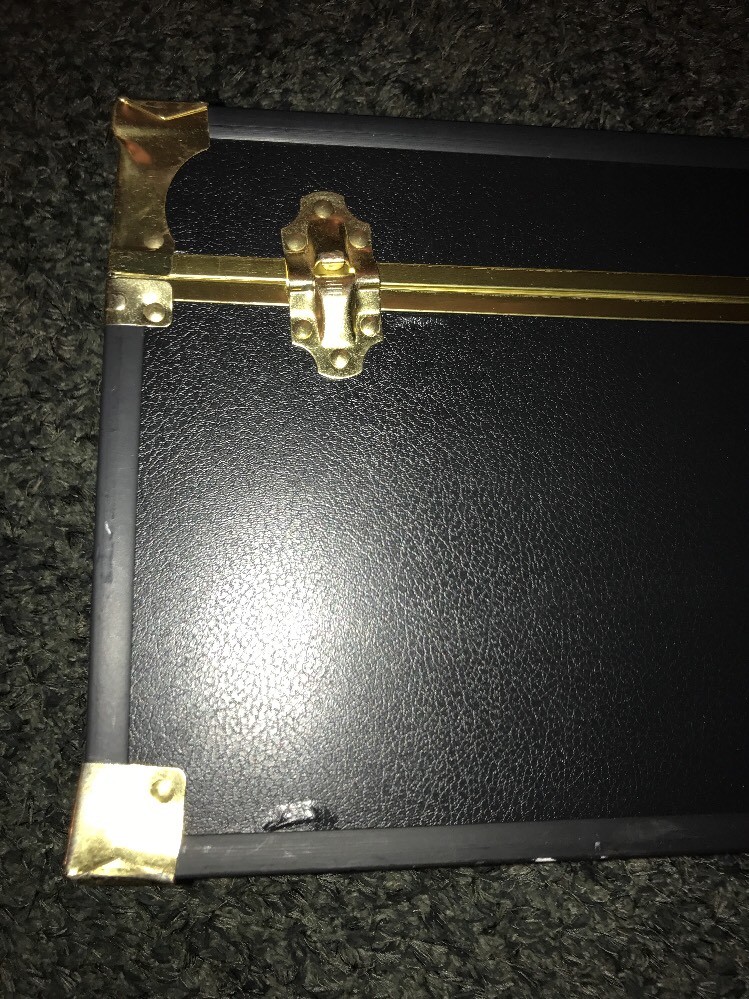 Vintage Seward Black Steamer Trunk