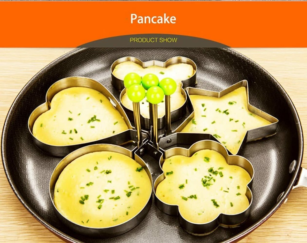 4Pcs Fried Egg Non Stick Stainless Steel Pancake Ring Mold Cooking Kitchen Tools