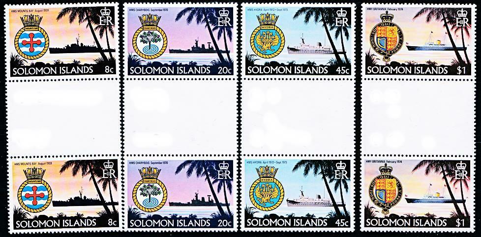 👉 SOLOMON IS. 1981 SHIPS' CRESTS GUTTER PAIRS MNH TRANSPORT