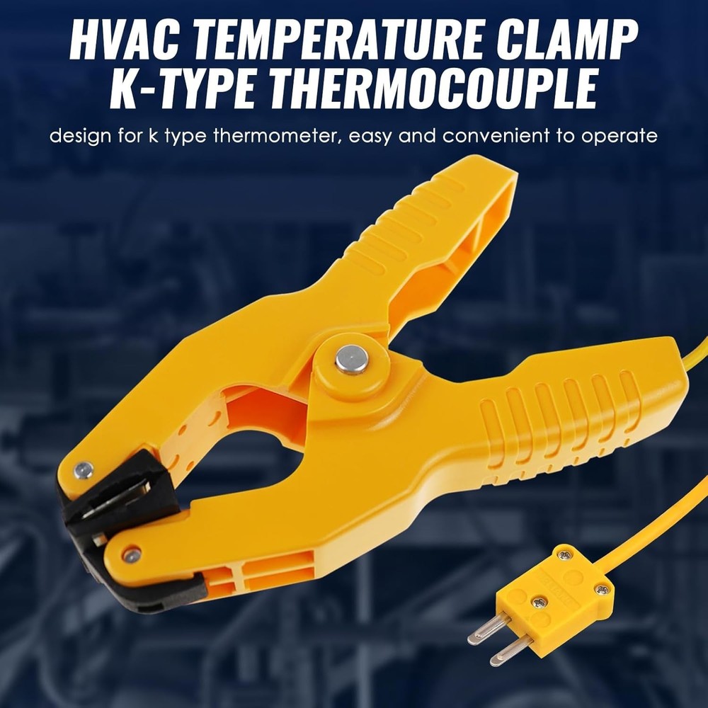 High Accuracy HVAC K-Type Temperature Clamp - Durable Digital Probe Tool