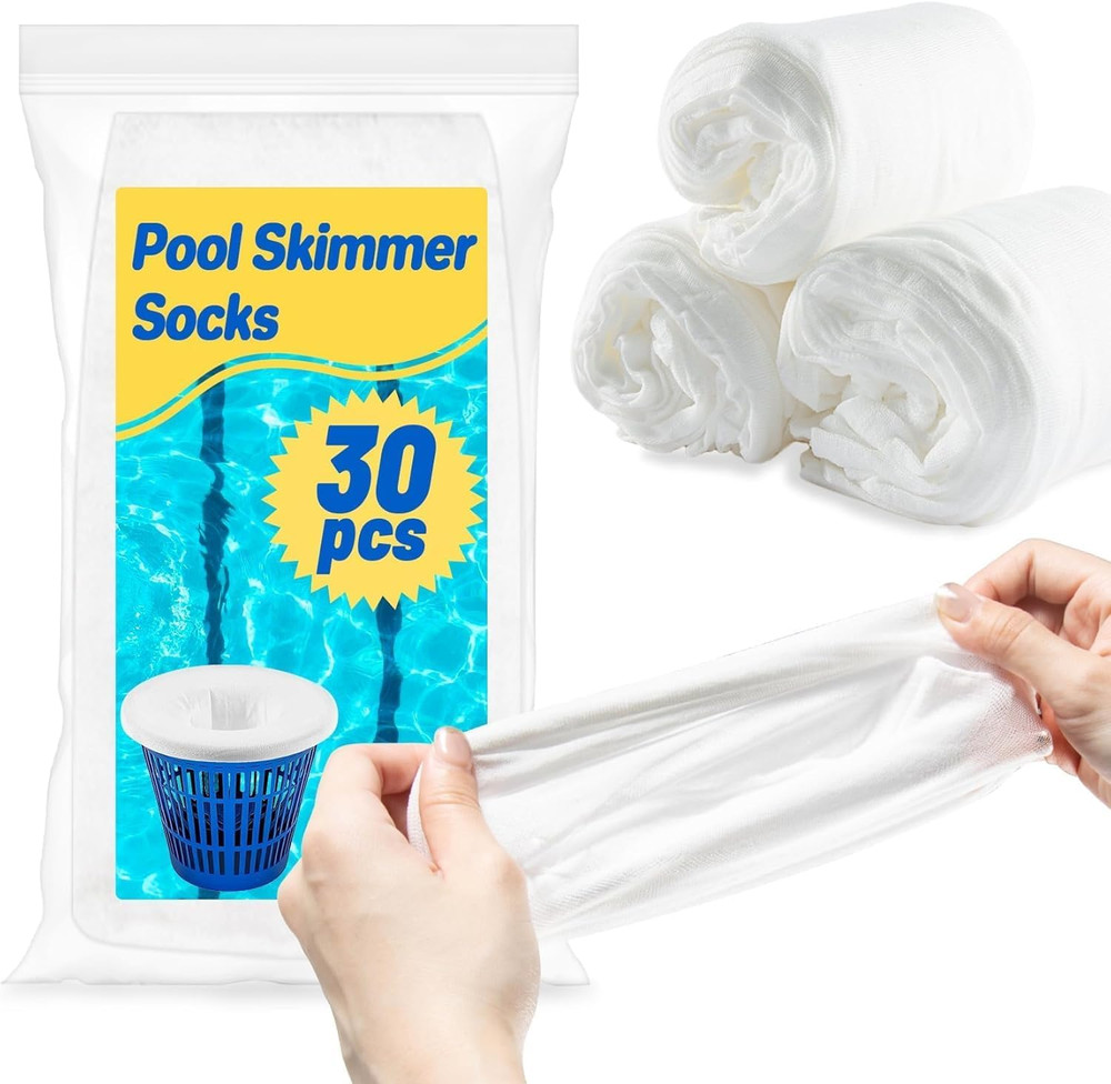 30 Pack Pool Skimmer Socks Reusable Filter Net Inground & Above Ground Pools