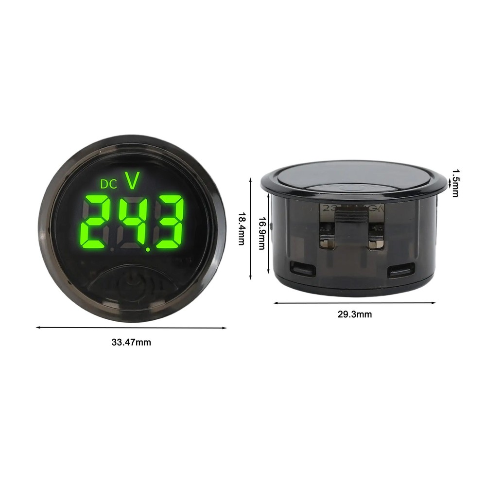 Round Digital Voltmeter with LED Display and Touch Operation for Batteries