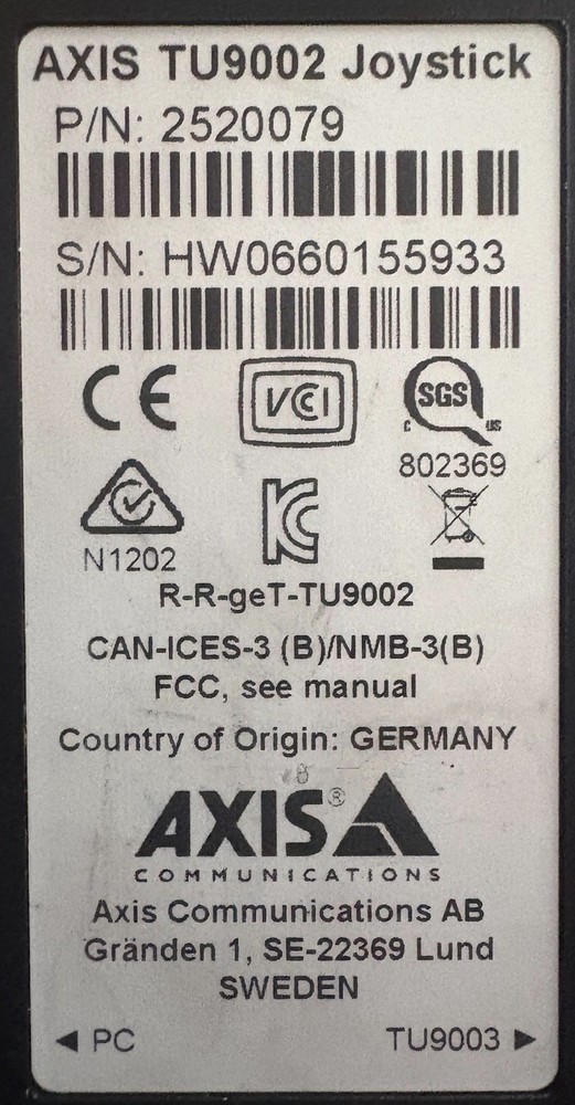AXIS TU9002 Camera Control Joystick (02475-001)