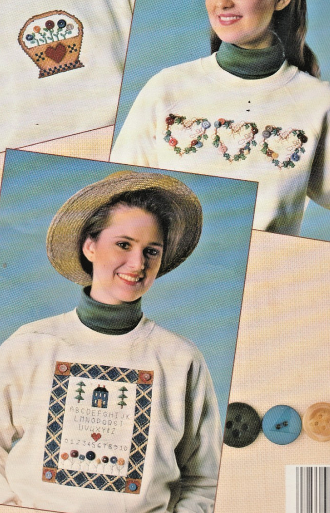 Buttoned-Up in Wasted Canvas - CROSS STITCH PATTERN - Leisure Arts #2227