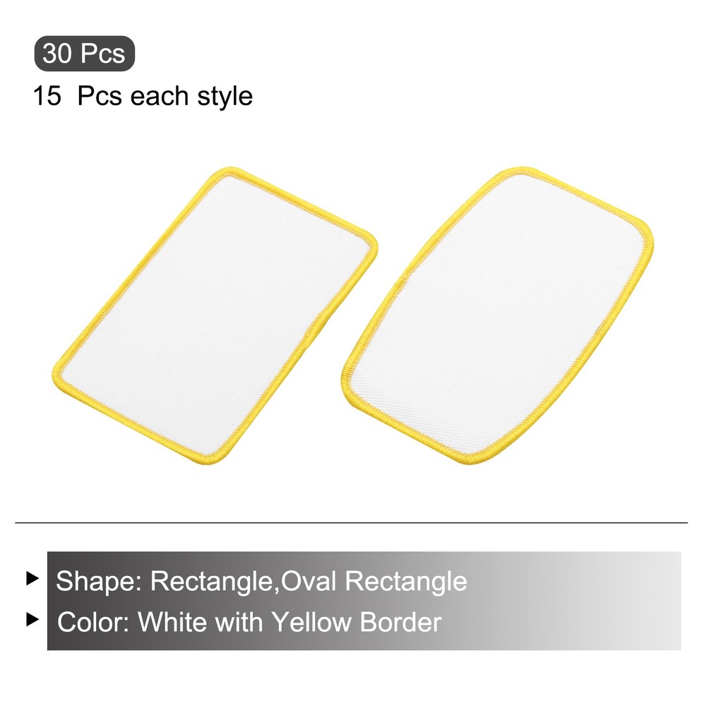 30pcs Sublimation Patch Blank 2 Shape White with Yellow Border