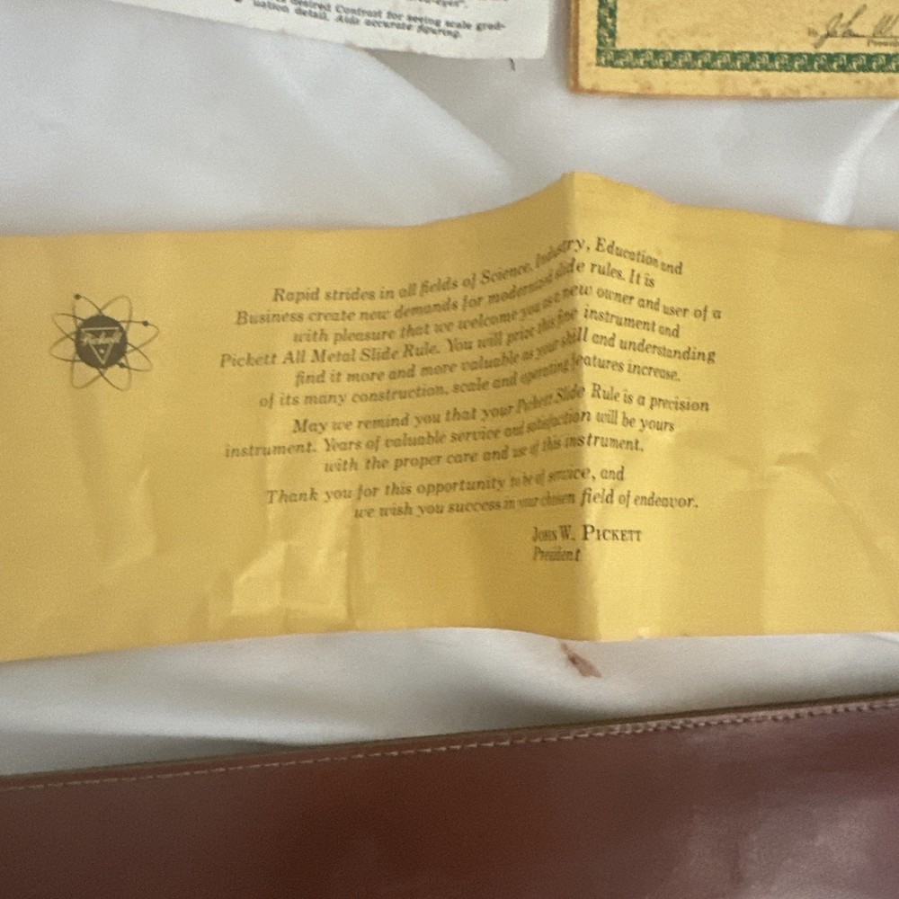 Pickett Trig Slide Rule In Original Box