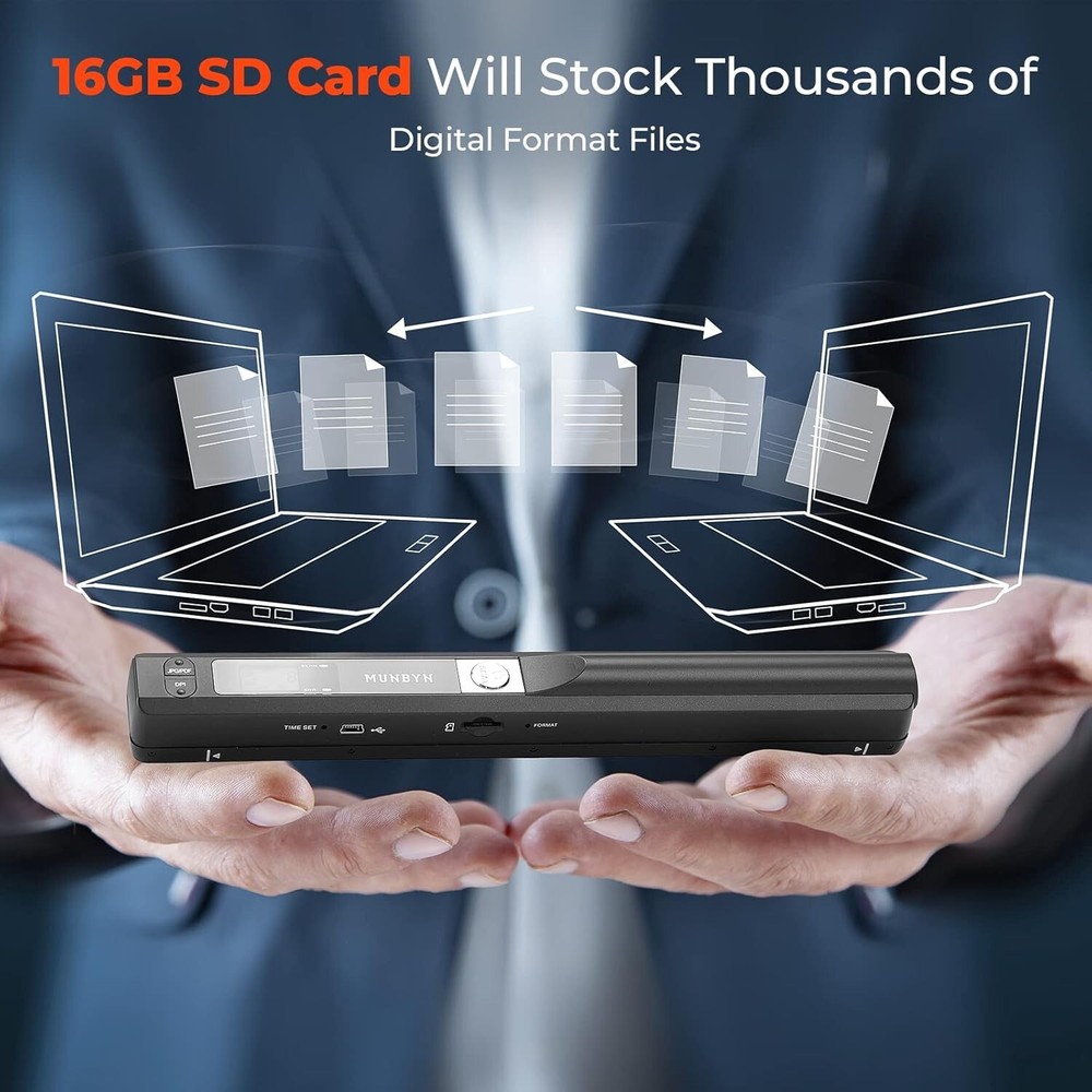 Wireless A4 Document Scanner - 900 DPI Handheld Scanner with Easy USB Transfer