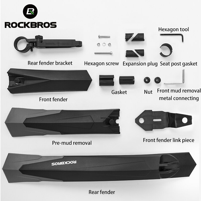 Rockbros Bicycle Mudguard Rubber Elasticity Adjustable Front Rear Bicycle Part