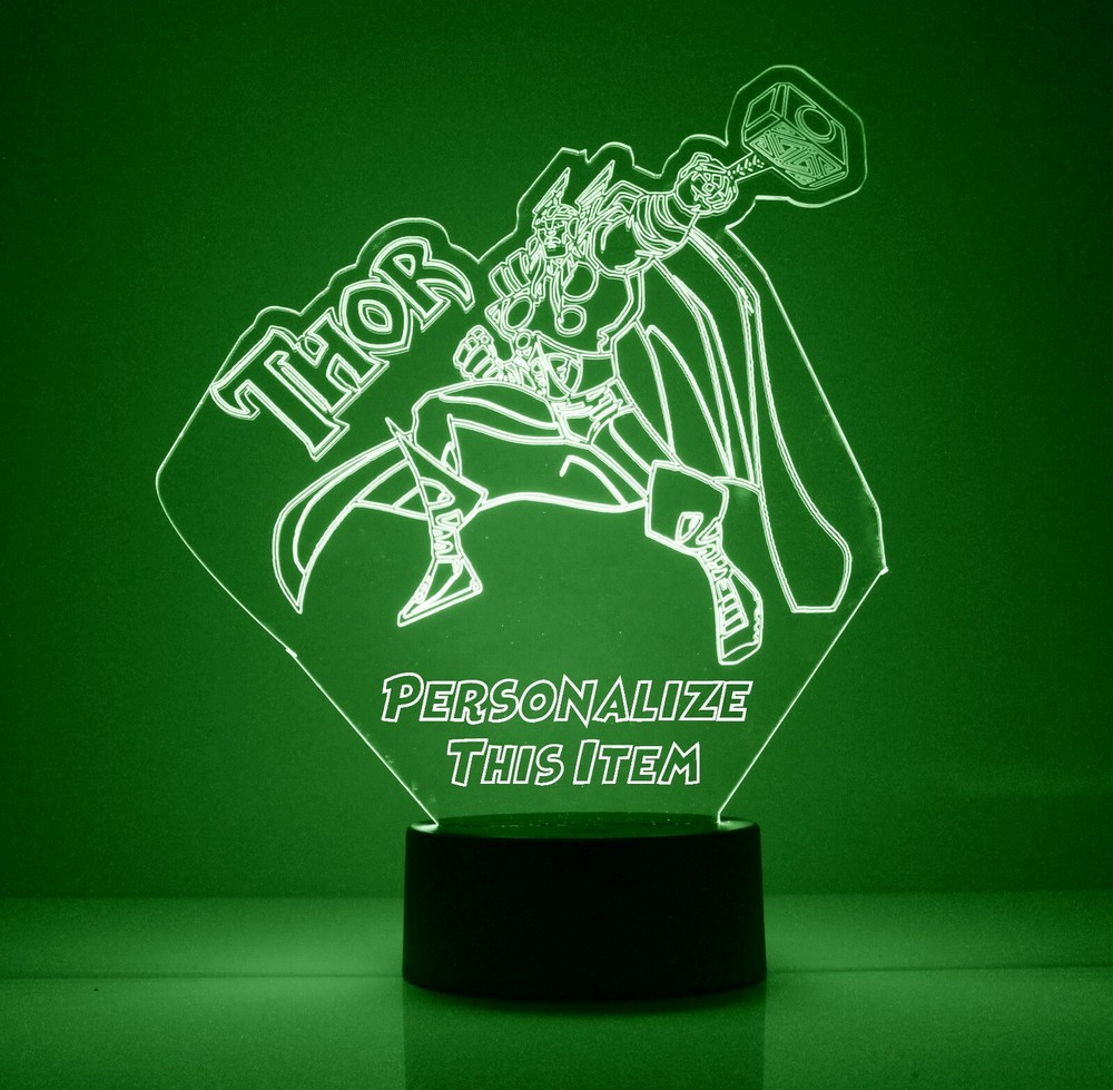 Thor Personalized Marvel Avengers LED Night Light Lamp with Remote Control
