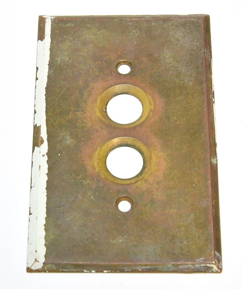 VINTAGE PUSH BUTTON BRASS COVER SWITCH PLATE    13