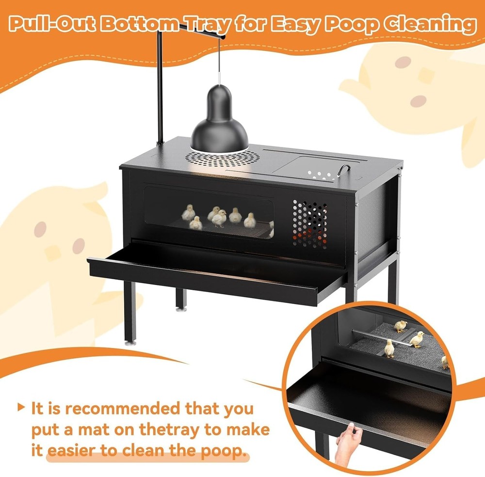 Chicken Brooder Box - Stand-Up Brooder Pen for Chick Brooder with Lamp Stand & R