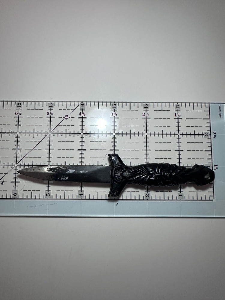 Vintage Spider Handle Mini Boot Dagger Fixed Blade Novelty Knife Gothic