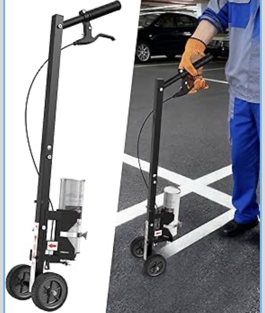 Wheeled Line Striper Cart, Adjustable Stripe Width, Double Wheels, Gloves