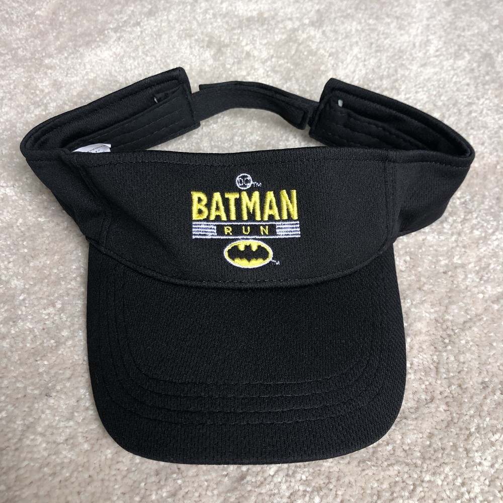 BATMAN Run Adjustable VISOR Hat Cap DC COMICS Black Yellow Logo Athletic NWOT