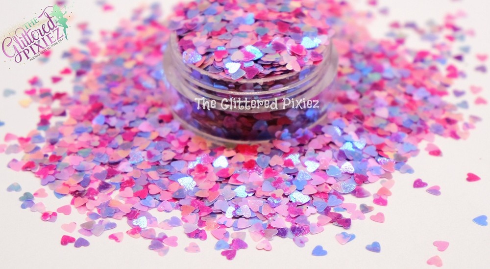 MIXED BERRIES SPECKLED HEART shape Glitter- Pixie Shapes-