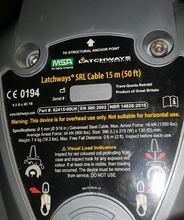 Self Retracting Lifeline (15m)