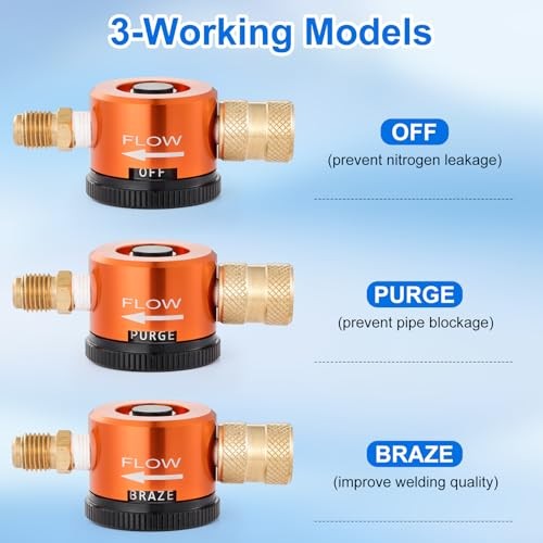 Nitrogen Purge Tool, HVAC Nitrogen Flow Regulator, 3-Point Controlling