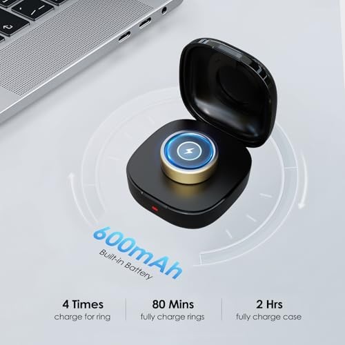 600mAh Wireless Charging Case Compatible with Oura Ring Gen4 Size 7 Black