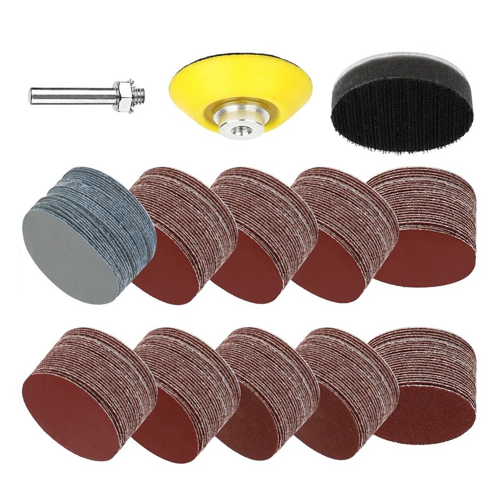 303Pcs 2" Sanding Disc Hook Loop Sander Paper Backer Pad + Drill Adapter Kit