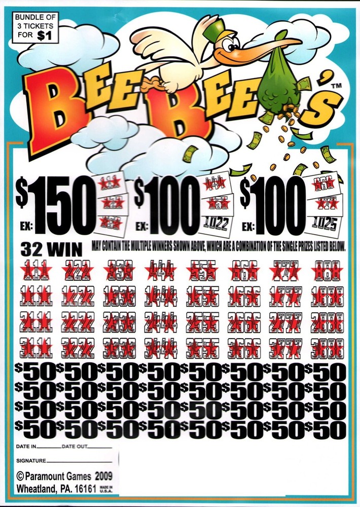 Pull Tab Ticket - Jar - Tickets Game - Bee Bee's $50 - 2,000 ct