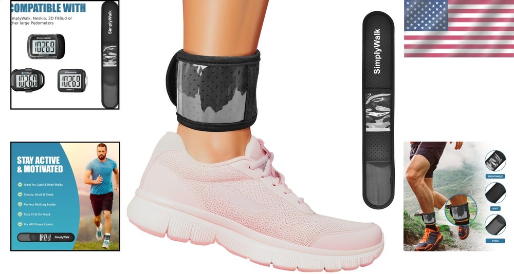 Comfortable Pedometer Ankle Band - Soft Black Pouch for Easy Step Tracking