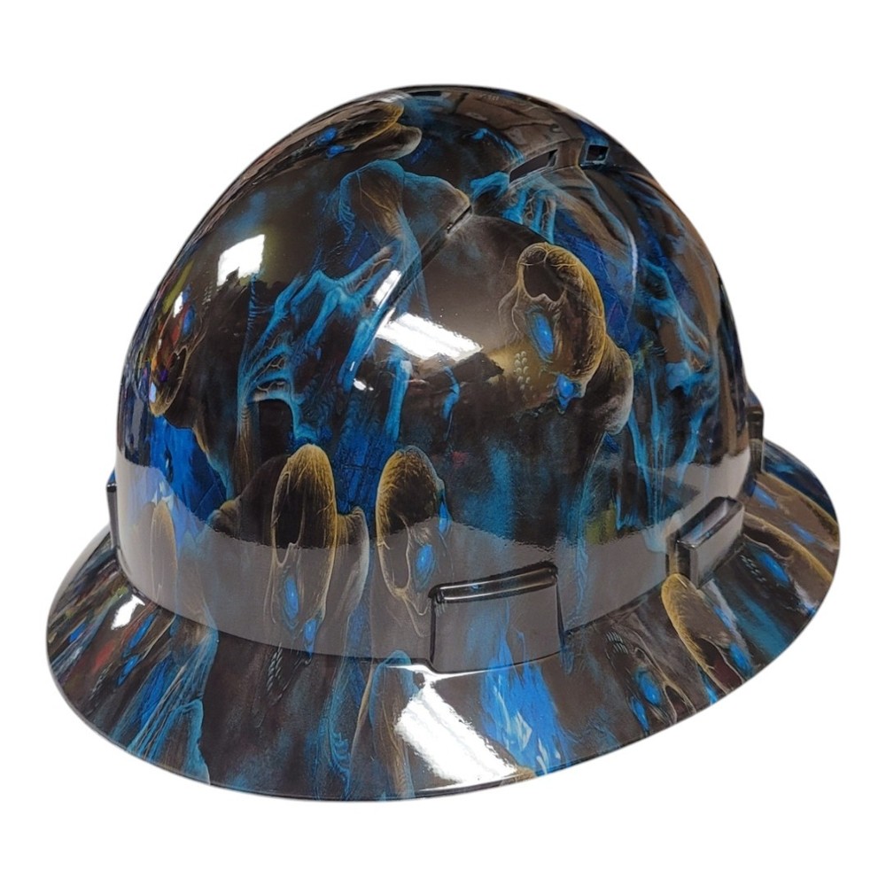 Skulls Full Brim Hardhat Blue