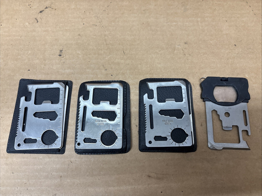 4 Multi Tool Survival Card, 1 With Compass, screwdriver & Magnifier