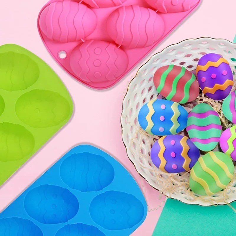 Easter Egg Molds Silicone Egg Shaped Baking Pan Cavities Easter Candy