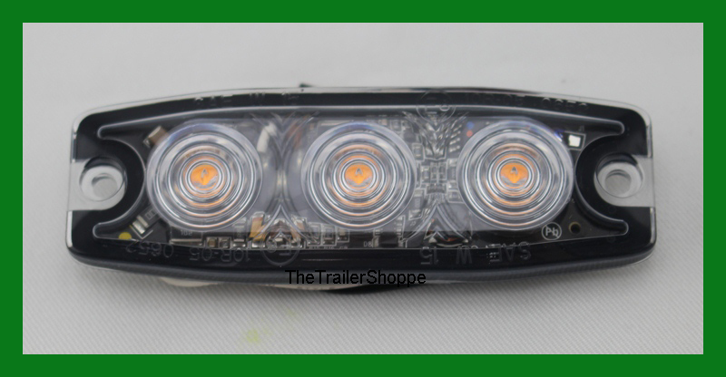 High Power 3 LED 1/4" Super Thin White Clear Lens Strobe Warning Surface Mount