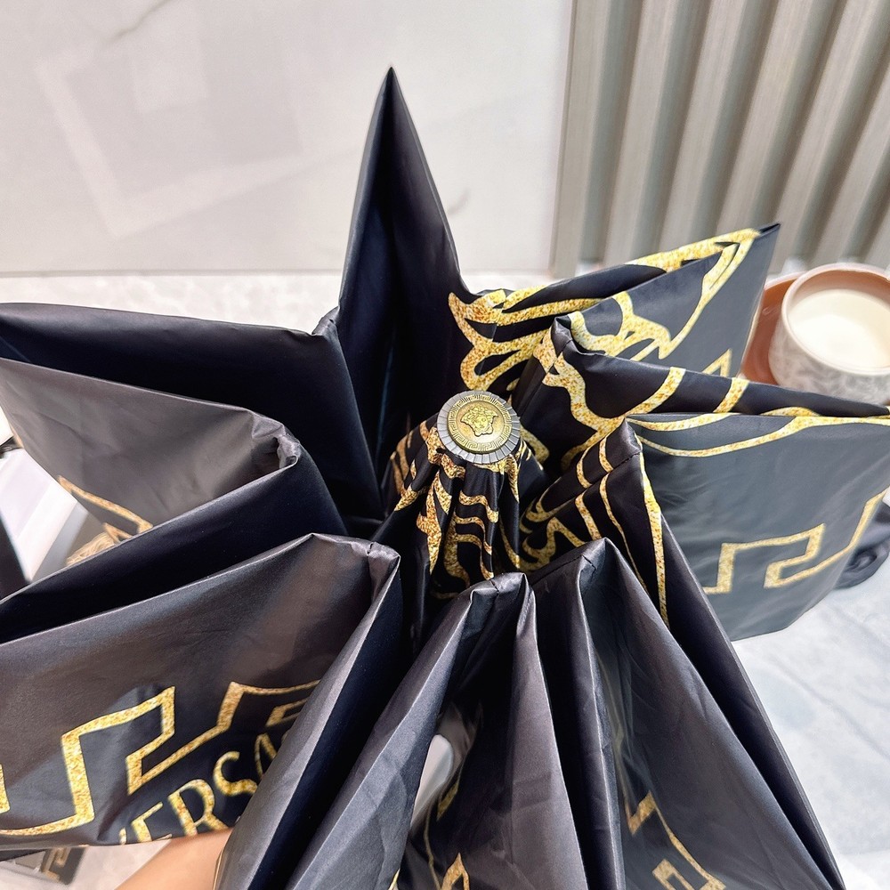 Versace Black Medusa Head Pattern Umbrella Automatic 3-Fold Sun Rain Parasol