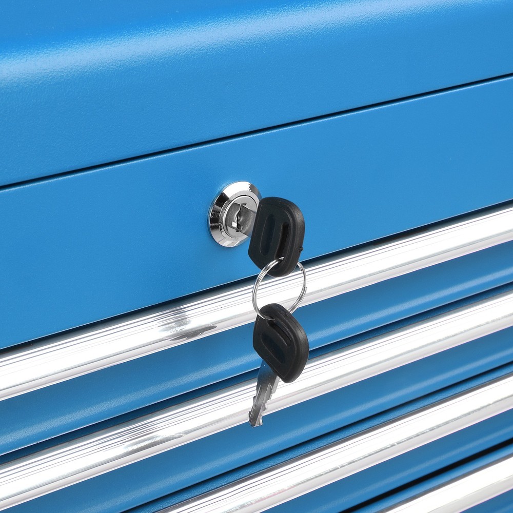 Blue Tool Chest Steel Tool Storage Box with 5 Drawers & Locking System & Keys