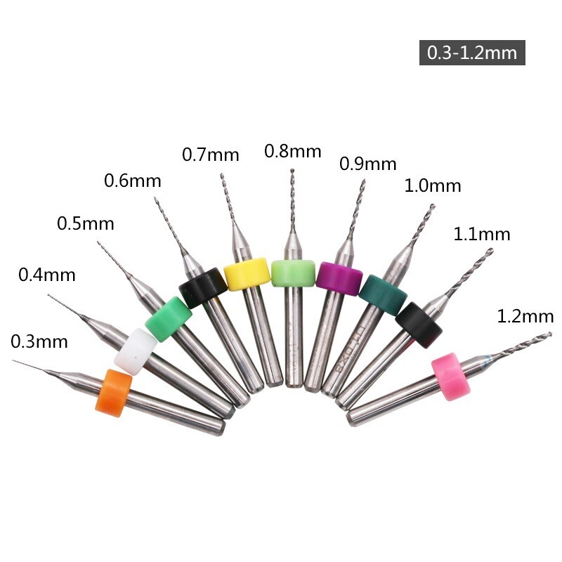 10Pcs 0.3-1.2mm PCB Print Circuit Board Carbide Micro Twist Drill Bits Set Tools