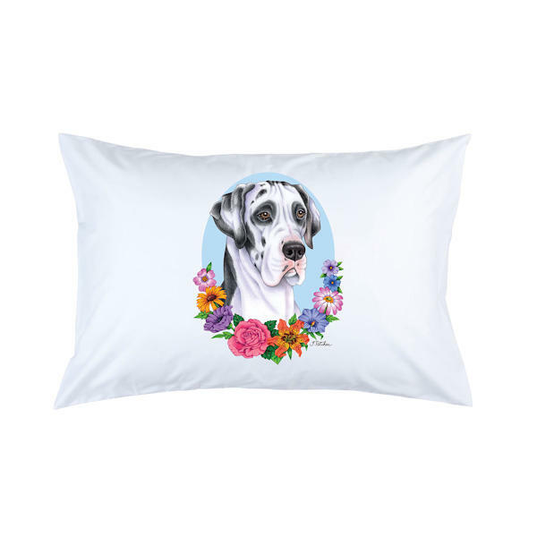 Great Dane Harlequin Uncropped Micro Fiber Pillowcase