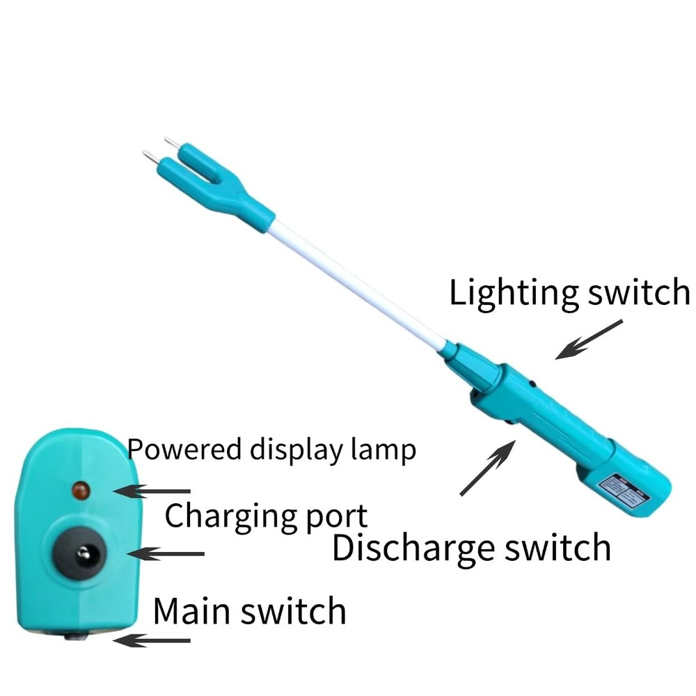 Cattle Prod Waterproof Stick with LED Light 26.3", Green