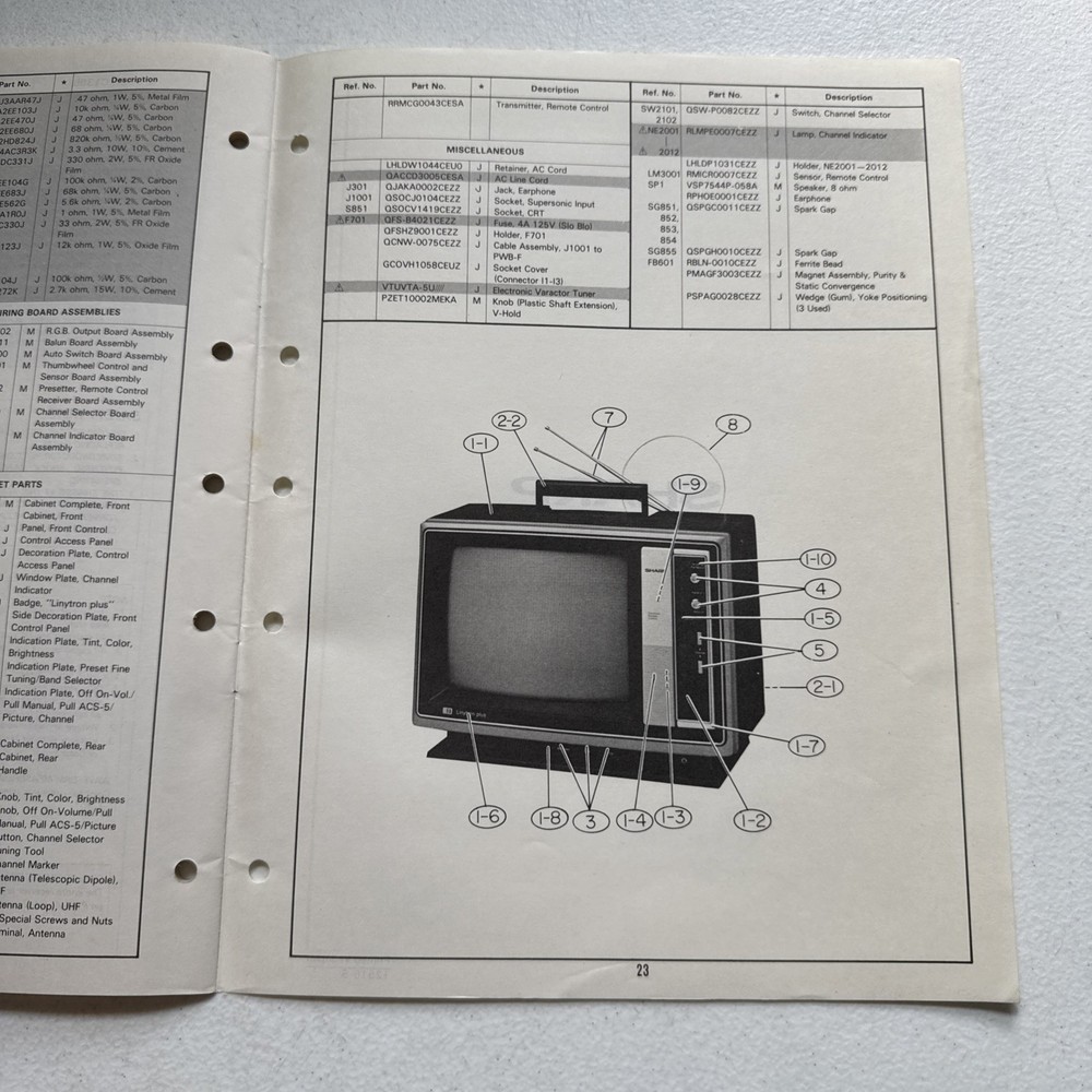 Sharp Electronics Color Television Model C1385 Preliminary Service Information