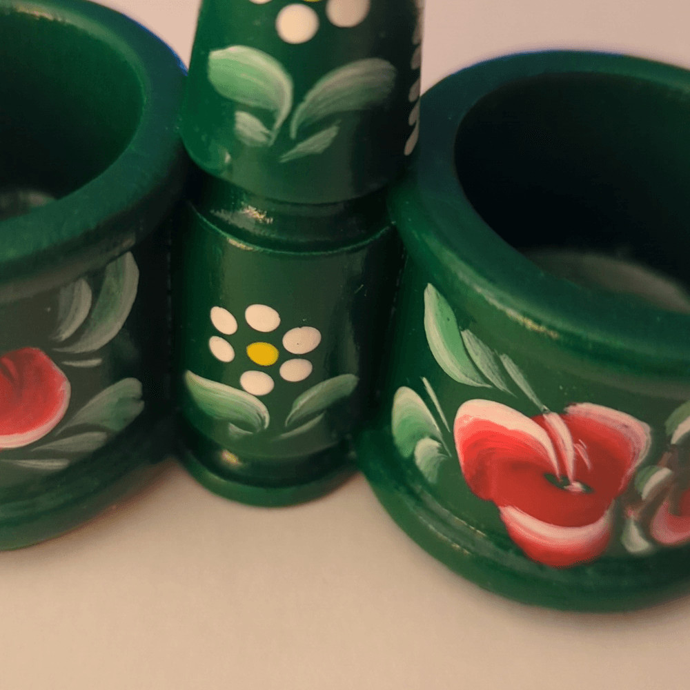 Vintage hand painted floral container Hungary