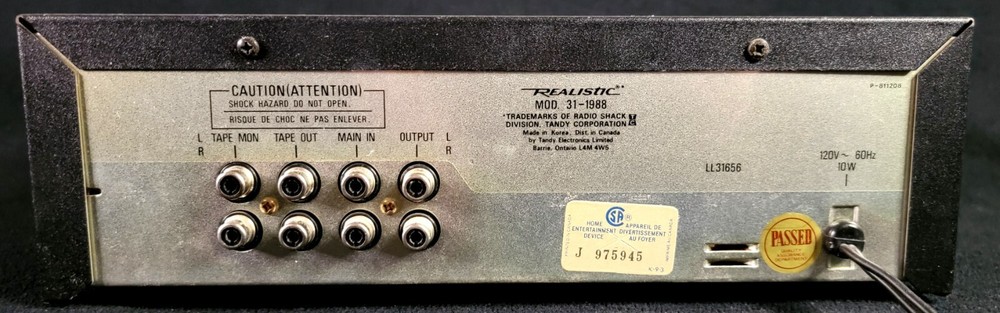 Realistic Five Band Stereo Frequency Equalizer 31-1988