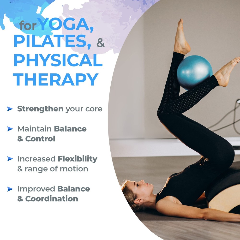 9-Inch Small Pilates Ball, Pump, Mini Exercise Ball, Core Training, Stability